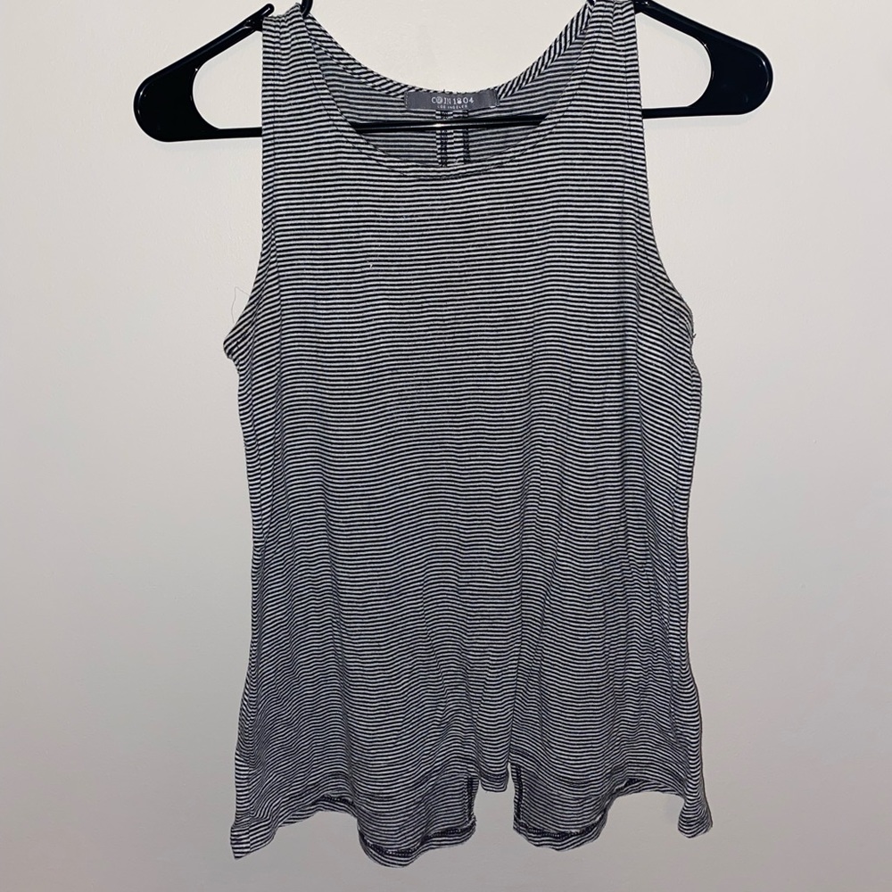 White and Black Striped tank top